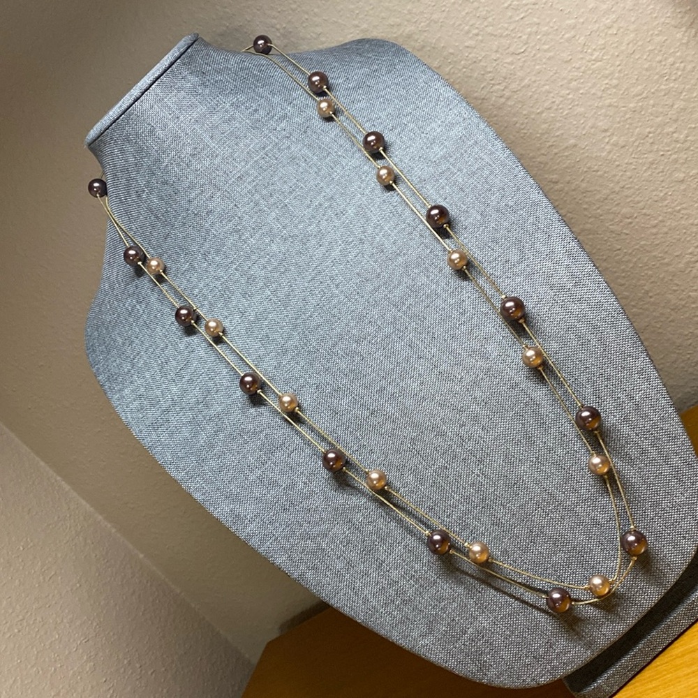 Vintage RMN Double Strand Pearl/Chain Necklace